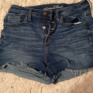 Denim button fly shorts